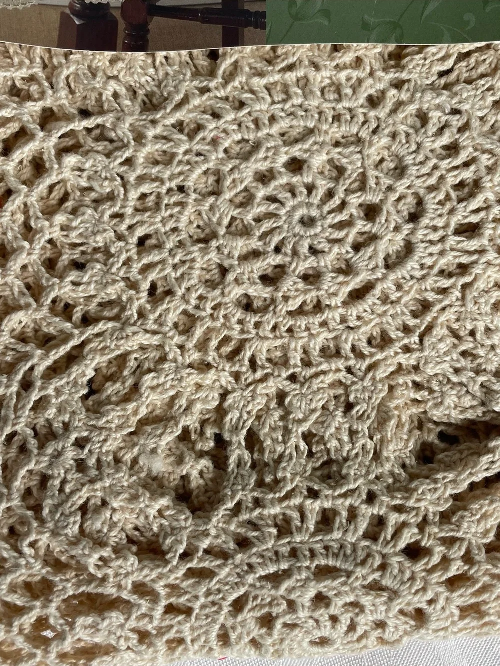 Handmade Crochet Table Runner Ecru 16x72 Dresser Scarf Cottagecore Boho